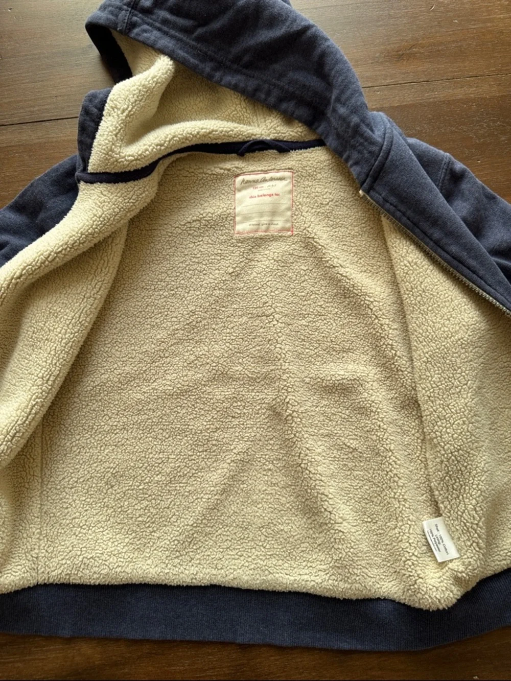 Size 6-7 Hanna Andersson sherpa lined Hoodie